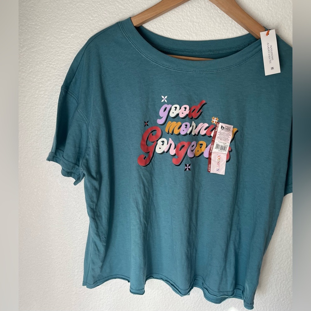 Joyspun Good Morning Gorgeous Oversized Cropped Lounge Tee M - Picture 2 of 8